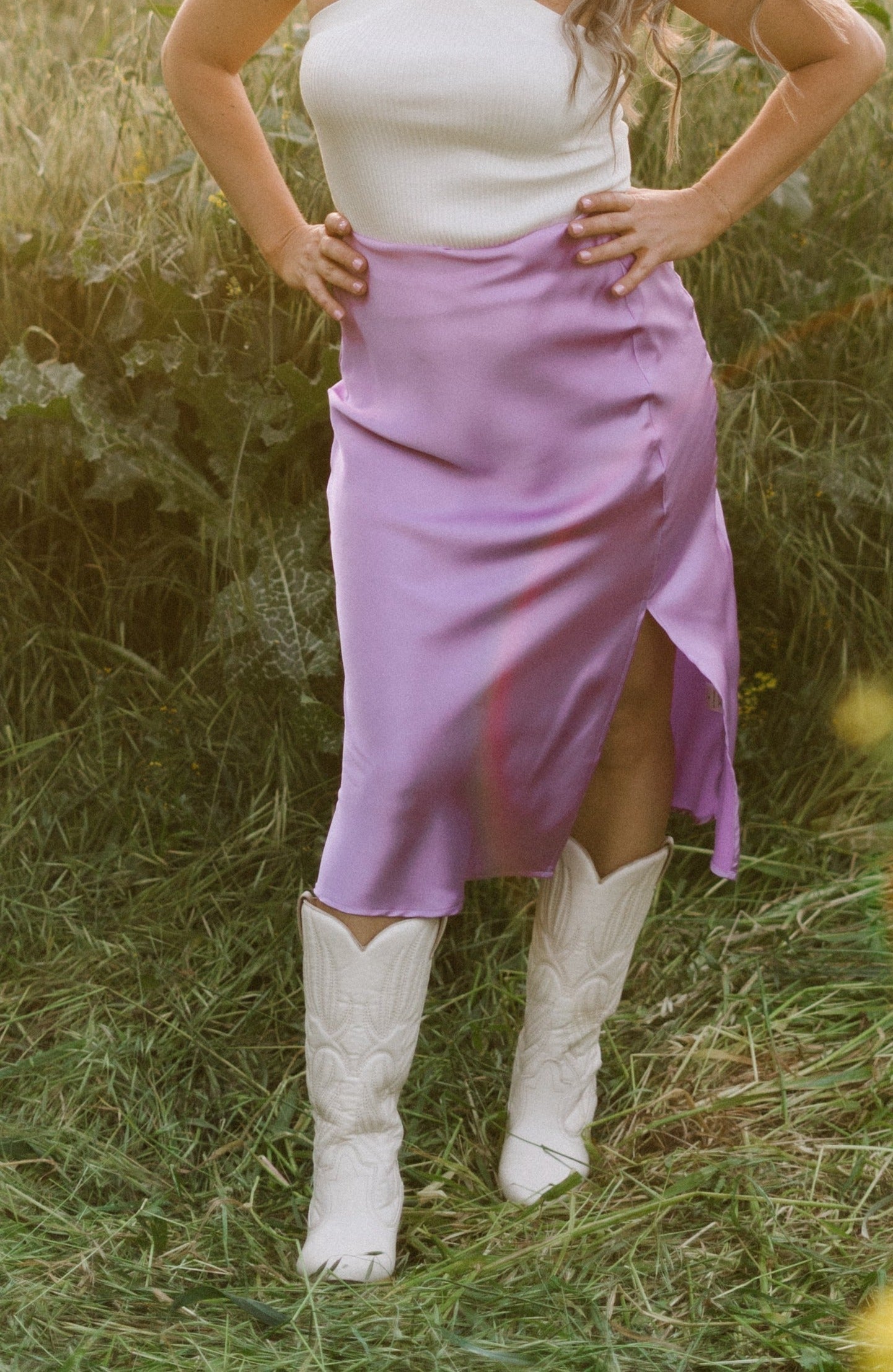 Lavender Escape Satin Maxi Skirt