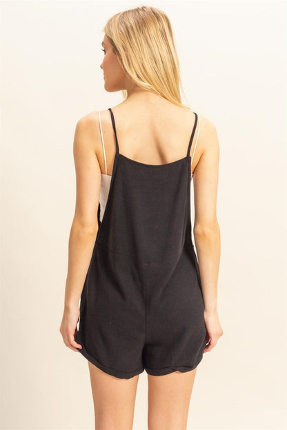 Classic Rayon Linen Romper in Black