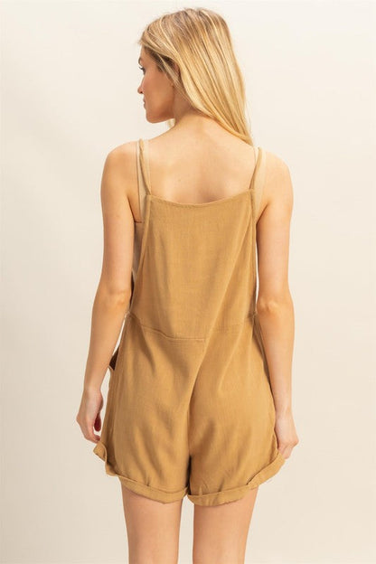 Rayon Linen Self Tie Straps Romper