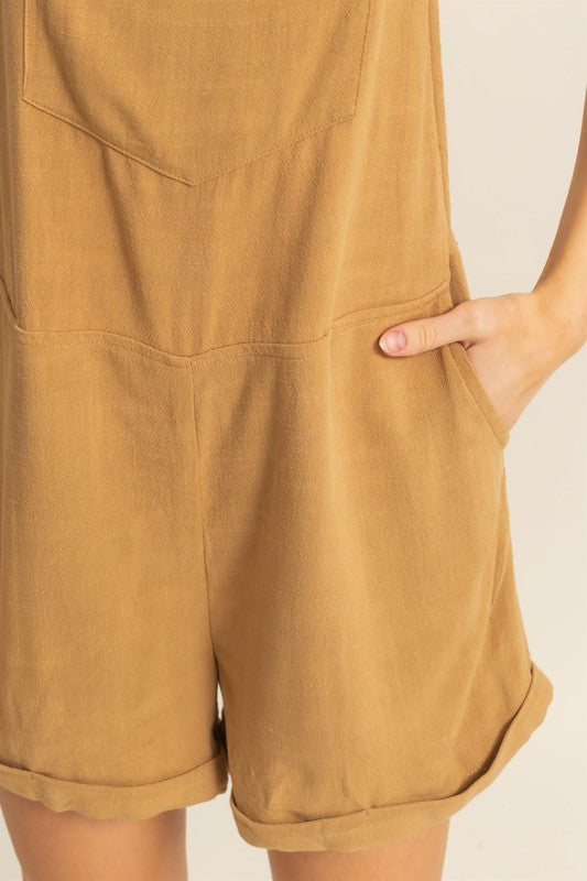 Rayon Linen Self Tie Straps Romper