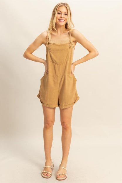 Rayon Linen Self Tie Straps Romper