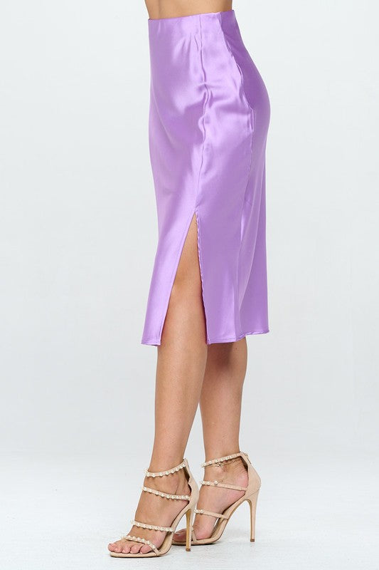 Lavender Escape Satin Maxi Skirt